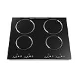 3000W 110V Electric Cooktop 4 Burners, 23 Inch Electric Stove Countertop & Built-in, Sensor Touch Control with Safety Lock & Timer 9 Power Levels for Kitchens, Snack Bars, and Restaurants (No Plug)