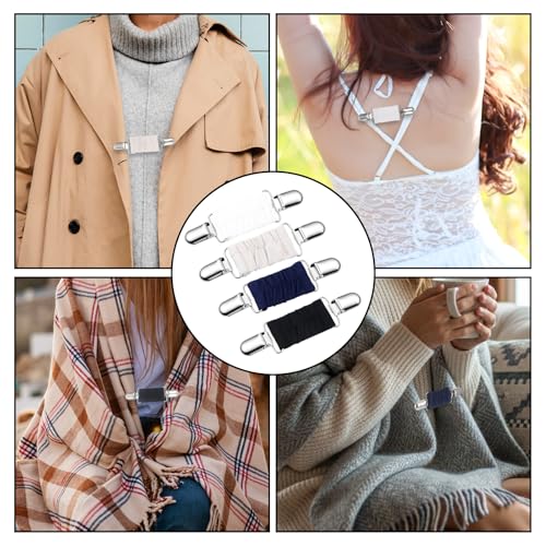 LXUEJIE 4 Pcs Cinch Clips for Dresses, Elastic Waist Cincher Clip, Dress Tightener Clip for Tightening Clothes, Adjustable Collar Clips for Shawls, Cardigan, Shirt, Sweaters, Easy Grip Metal Fastener - Thumbnail 7