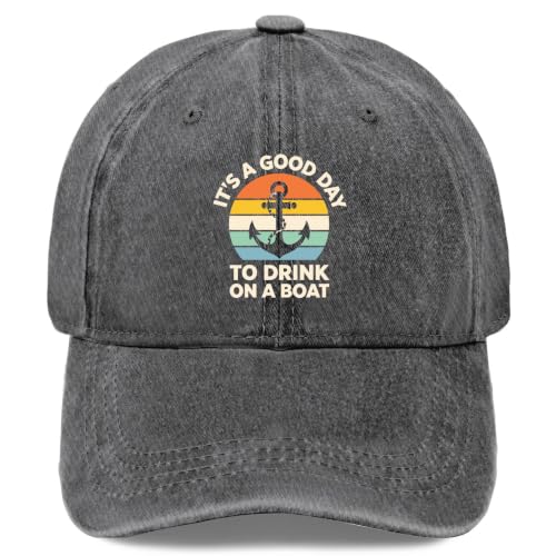 It's A Good Days to Drink ON A Boat Hat for Womens Fashion Washed Distressed Light Grey