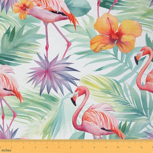Flamingo Fabric By The Yard Tropical Plant Leaves