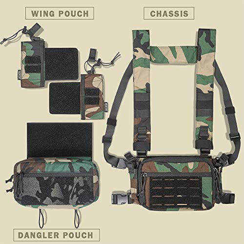 Acetac Tactical Chest Rig With 5.56/7.62 Magazine Pouch Holder, Pistol Pouch, Wing Pouch, Molle Dangler Pouch #TOP1