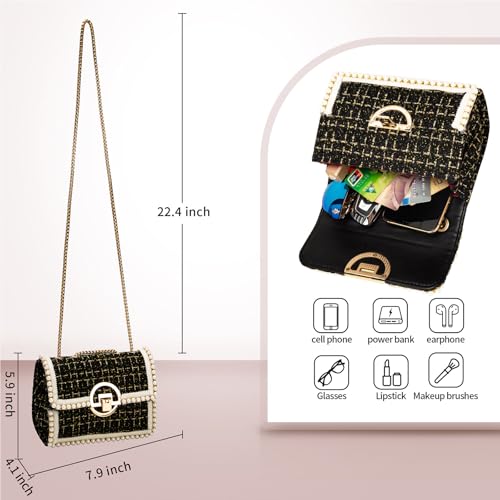 Small Crossbody Bags for Women Leather Shoulder Bag with Chain Strap Trendy Clutch Satchel Ladies pearl Evening Bags3