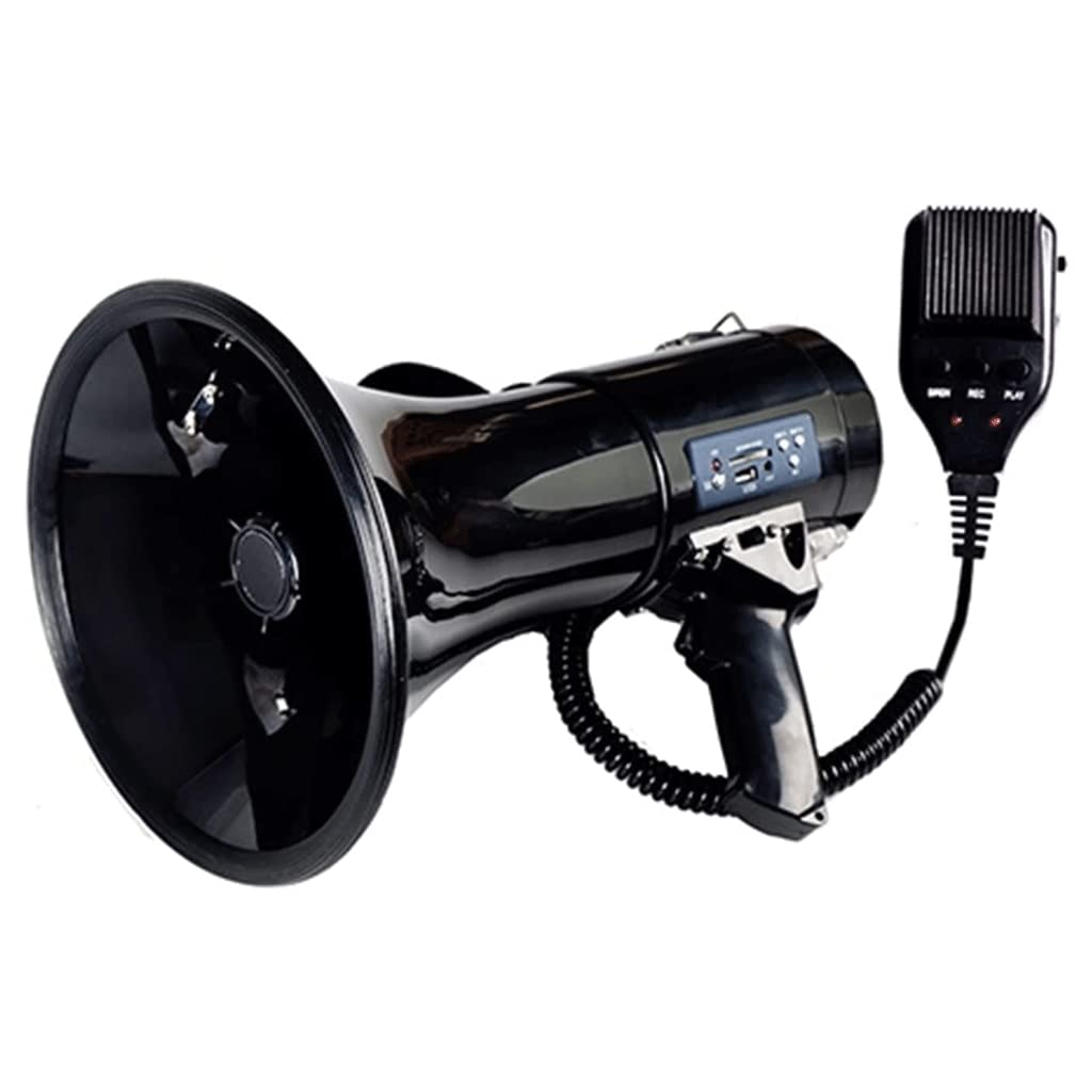 Mégaphone en plastique professionnel 25 W-50 W Distance 600 m avec sirène intégrée Bullhorn haut-parleur clair