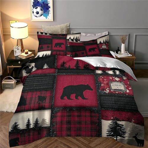 Housse de couette ours 3D imprimé idée cadeau enfant lit 140x200cm - 5