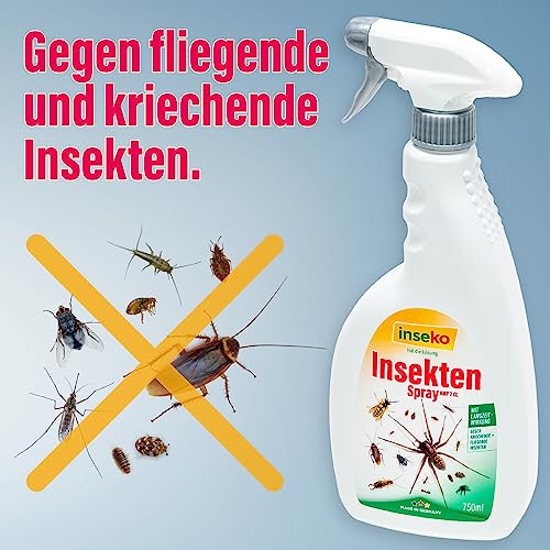 Foto von inseko Insektenspray I schnelle Hilfe mit Langzeitwirkung I gegen kriechende und fliegende Insekten I für drinnen & draußen (1 Flasche, 750ml)
