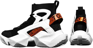Y2K Futuristic High Top Sneakers for Men, Breathable Knit and PU Upper, 1.5 Inch Height Boost