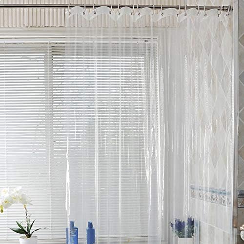 Guiffly Shower Curtain, EVA Shower Curtains, Waterproof and Mildew Resistant Translucent Bathroom Curtain, Transparent Bath Curtains with 12 Hooks- Clear, 180x180cm