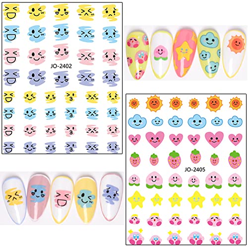 Cute Nail Art Stickers Decals, 3D Kawaii Kids Nail Self-Adhesive Sticker Designs, Butterfly Flower Dog Cat Star Nail Transfer Decal Supplies For Women Girls Manicure Decorations, Diy Resin Nail Art #TOP4