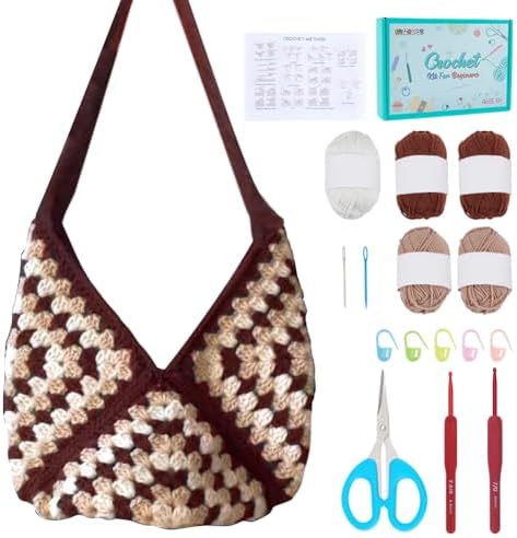 FREEBLOSS Crochet Bag Kit for Beginners Crochet Granny Square Bag...