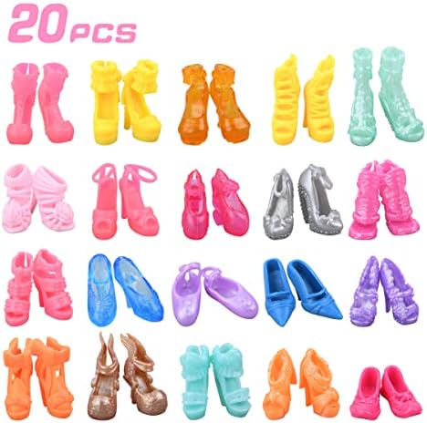 Vicloon 93 PCS Doll Clothes and Accessories Set, 16 PCS Fashion Dresses 20 Shoes 10 Handbags 47 Jewelry Accessories, Fashion Outfits Necklace Earring Bracelet Hanger for 11.5 Inch Girl Doll
