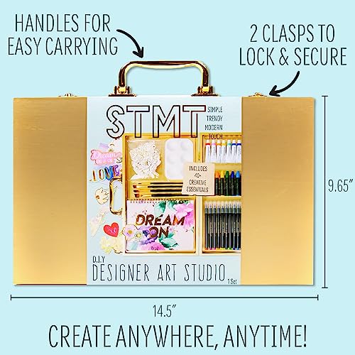 STMT DIY Designer Art Studio by Horizon Group USA, Kit Includes 40+ Art Making Essentials.Water Colors,Oil Pastels,Brush Markers,Spiral Art Pad & More