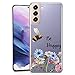 Phone Case for Samsung Galaxy S21 5G - Clear Soft Gel Cover Wild Bees and Flowers Style Text - Be Happy