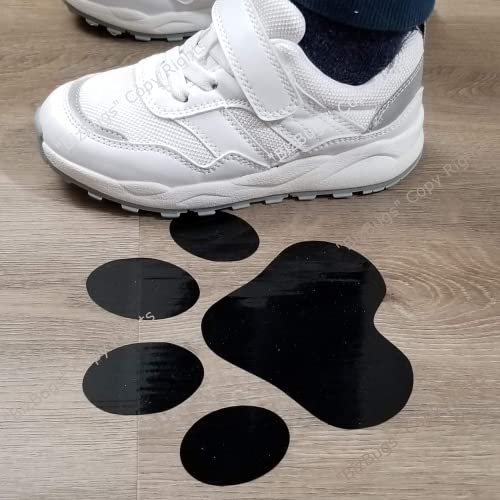 Paw Print Dog Paw Decals Stickers Large Paw Decal for Floor, Waterproof & Easily Removable "6.25 x 5.5" |Black| 06 pcs.