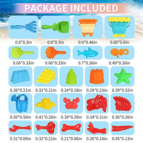 Elovien Beach Sand Toys Set, 24Pcs Sandbox Toys With Mesh Backpack Bag Included 2 Foldable Buckets Pails, Sand Molds, Shovels, Rakes And Watering Can, Summer Outdoor Toys For Kids Toddlers Boys Girls #TOP6