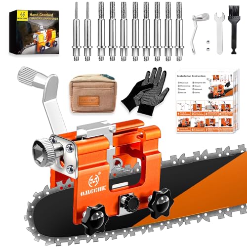 Image of Chainsaw Sharpener Jig,10 Tungsten Bits & Carry Bag for 4-22 inch Saw Chains | Portable Universal Chain Saw Blade Sharpener Tool Kit Accessories for Chain Saw Sharpening