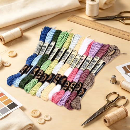 Image of 12 Skeins 105 Yards Rainbow Embroidery Floss for Jewelry Making