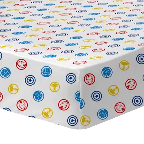 Avengers Home Drap-Housse imprimé lit 1 Personne Team | 100% Coton | Oeko-TEX | Drap Housse Enfant 90x190 cm | Blanc