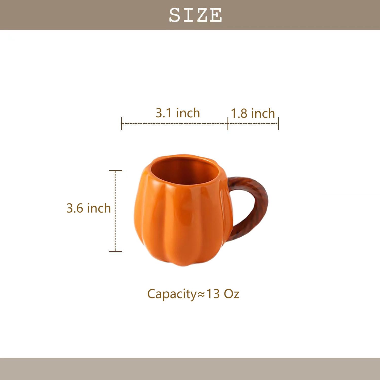 2 tazas de cerámica de calabaza de 13 onzas, taza de café, taza de té, decoraciones navideñas