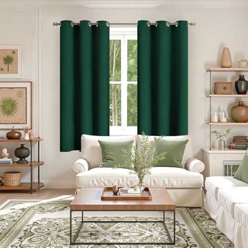 Image of YoungsTex Emerald Green Blackout Curtains 63 Inch Length for Bedroom - Thermal Insulated with Grommet Room Darkening Window Curtains for Christmas Living Room, 2 Panels, 42 x 63 Inch