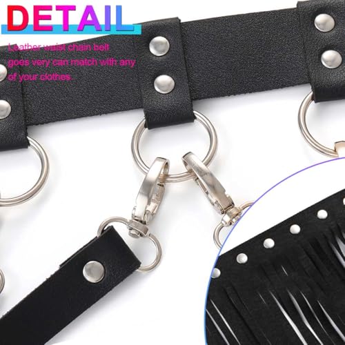 Nicute Leather Fringe Belt Black Tassel Belts Rave Cowgirl Accessories for Women4