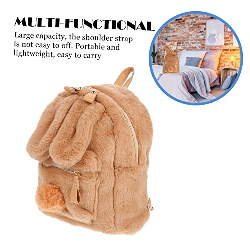 Sacs à main pour l'école et sorties : le sac à dos peluche lapin rose - 5