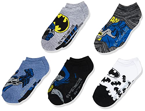 Batman Boys Batman 5 Pack No Show Casual Sock, Blue Assorted, Shoe Size 3-8 Us #TOP30