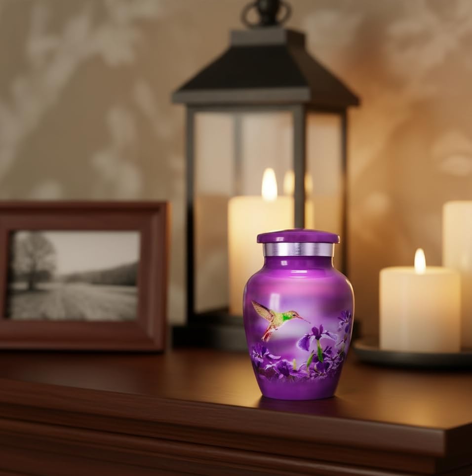 Trupoint Memorials Small Urns for Human Ashes Keepsake, Decorative Mini Cremation Urn for Adult Men & Women – Small Hummingbird Keepsake - Image 5