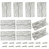 Zorveiio 10Pcs Door Hinges Brushed Nickel,2.5 Inch Iron Front Door Hinge,6 Hole Closet Exterior Door Hinges Heavy Duty,Butt Hinge for Jewelry Box,Bedroom,Cabinet Door