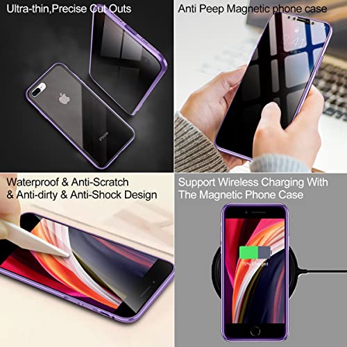 Estpeak Anti-Peep Magnetic Case For Iphone 7 Plus/8 Plus,Anti Peeping Magnetic Double-Sided Privacy Screen Protector Clear Back Metal Bumper Antipeep Phone Cases Cover For Iphone 7 Plus/8 Plus #TOP5
