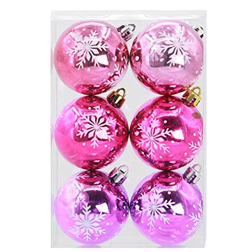 hkfv Creative decoración para ambiente, 6u00a0piezas bolas de Navidad bolas de árbol de Navidad Fiesta de Navidad ornamento colgante decoración 11.5*6*17.5cm,Ball Size:6CM Pattern C