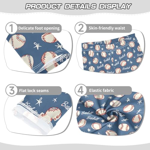 senya Girls Printed Leggings Yoga Pants Blue Background Baseballs Stars Pattern for Kids in 4t to 10 Years, 4T3