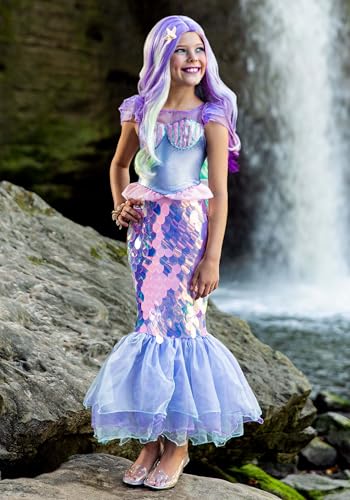 Disfraz de sirena niña rosa con cola de lentejuelas miniatura 2