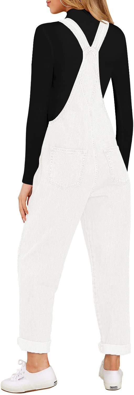 LookbookStore Women's Casual Stretch Denim Bib Overalls Pants Pocketed Jeans Jumpsuits - Image 2