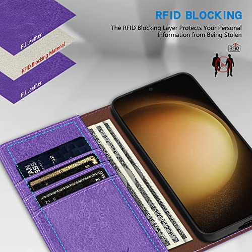 Image of ZZXX for Samsung Galaxy S23 Wallet Case Strong Magnetic 6.1 inch,Purple