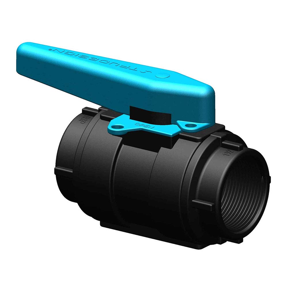 TRU-DESIGN PLASTICS, TD 58372 KS - Válvula de cierre de bola, 1 1/2", color azul