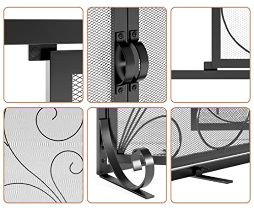 Image of Fire Beauty Fireplace Screen Steel Mesh Door Spark Guard（37.8 inch L x 30.7 inch H）