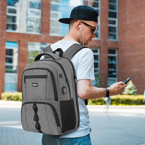 Image of 17.3 Inch Travel Laptop Backpacks Men for Business, School Bookbag for Boys Student in High School College,Anti Theft Computer Bag with Laptop Compartment and USB Charging Port,Water Resistant