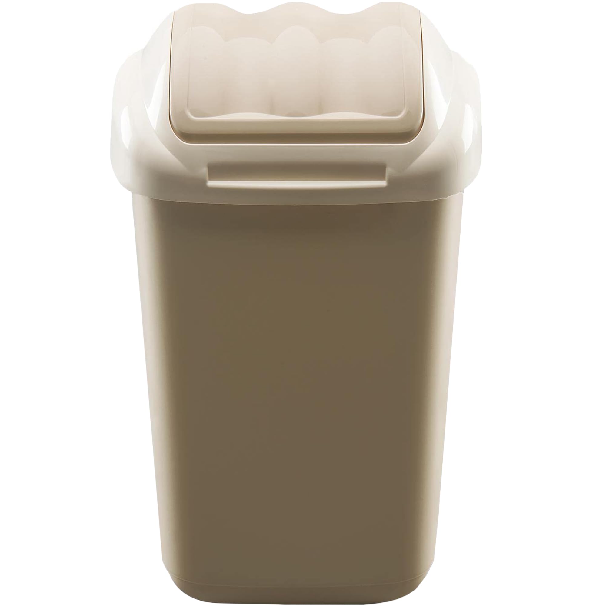 Home Centre Flip Top Plastic Waste Bin 50 Litre Cappuccino Kitchen Office School Work Recycling Disposable Trash Dispenser Household Recyclable Rubbish Bin Easy Cleaning Cappucino 50 lt