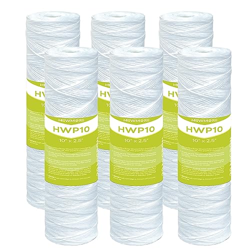 MewMore 20 Micron Whole House Water Filter Cartridge, String Wound Sediment Filters for Well Water, Universal Replacement for Any 10 inch RO Unit - 10