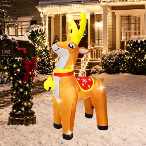 Image of 6 FT Christmas Inflatables Reindeer Outdoor Decorations