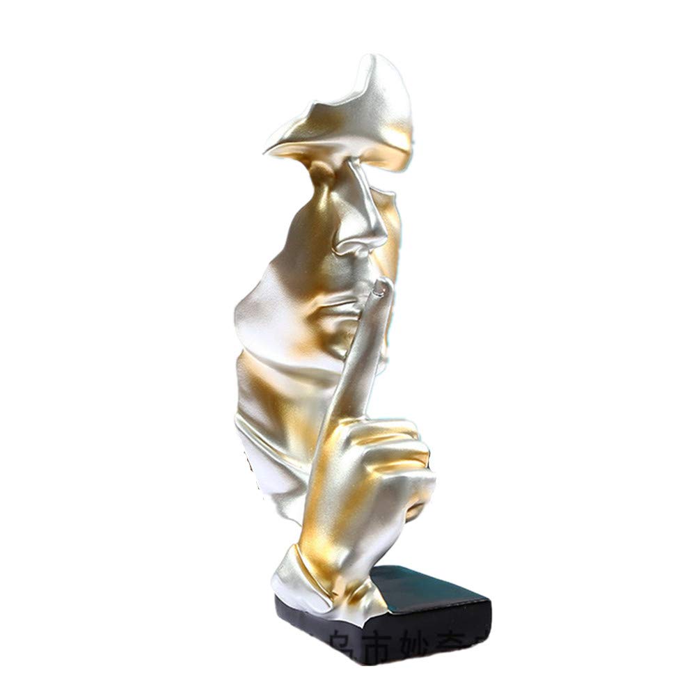 JMAHM Ornaments Silence is Gold Figurine Statue Sculptures Resin Oversized Decoration Crafts for Home Living Room (28cm, Sandstone)