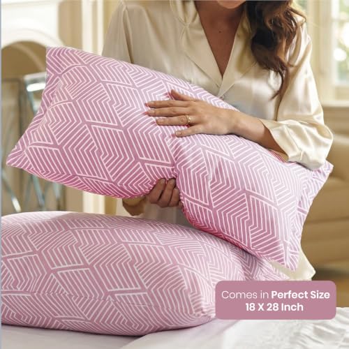 Image of Mush Aura Collection 300 TC Bamboo Pillow Covers Set of 2 | Bamboo Pillow Case for Hair & Skin, Ultra Soft Cooling Pillow Case, Breathable Smooth Pillowcase for Everyday Comfort (Blush Pink)