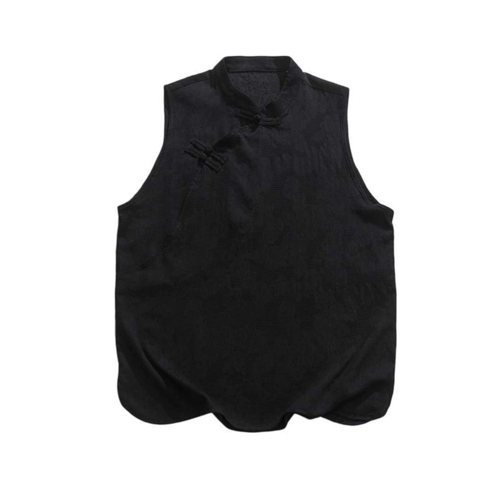 Chaleco de estilo chino sin mangas holgado con cuello alto y botones 6