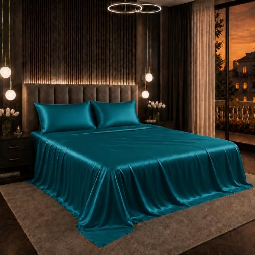 Image of Cloth Fusion Flat Satin Bedsheet Super King Size 108x108 inch