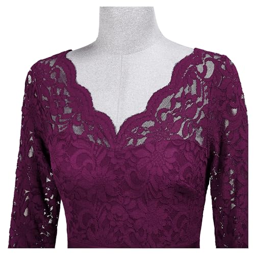 Image of MISSMAY Women's Vintage Floral Lace Ruffle Half Sleeve Evening Party Formal Long Dress