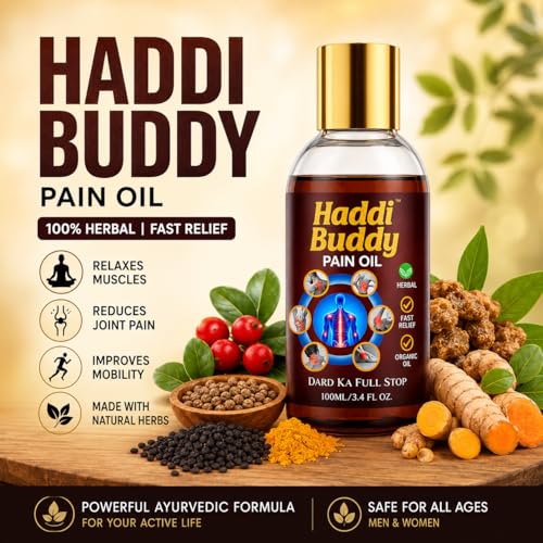 Image of Pain Oil 100ml | Herbal Fast Relief Oil for Body Pain, Joint Pain, Muscle Pain | Organic Ayurvedic Pain Relief Massage Oil (Pack of 1)