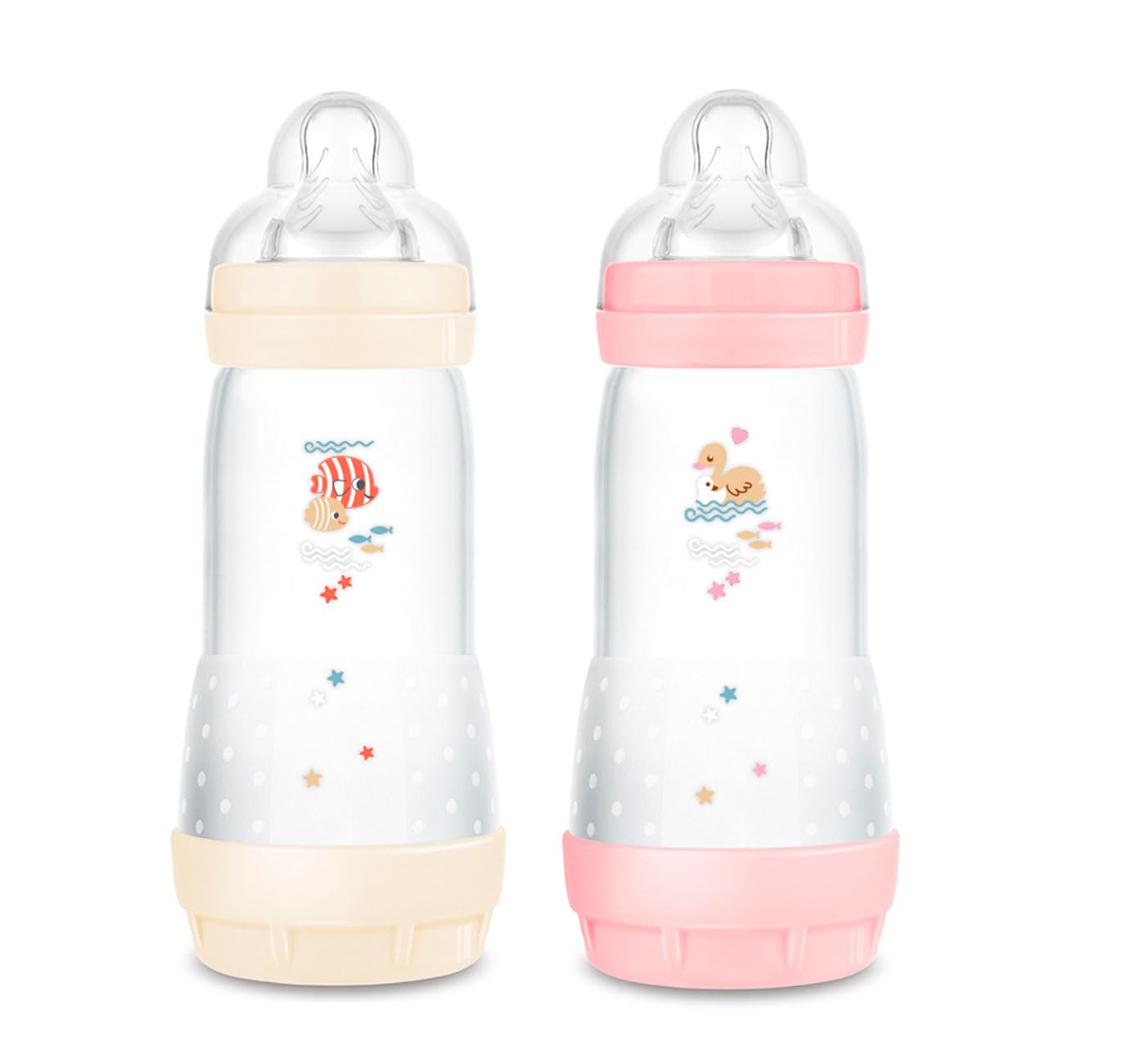 MAM Biberon anti-colique 260 ml Lot de 6 Girl Mix inclus tétine taille 1 à partir de naissance Mam Lingettes hygiéniques, Lot de 24 gratuit