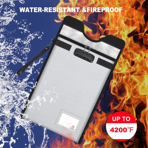 Fireproof Document Bag With Lock (4200℉), Balaperi 15”X 11”Fireproof Money Bag, Waterproof Zipper Pouch For A4 A5 Legal Letter Size Document, Tablet, Valuables, Jewelry, Cash And Passport #TOP2