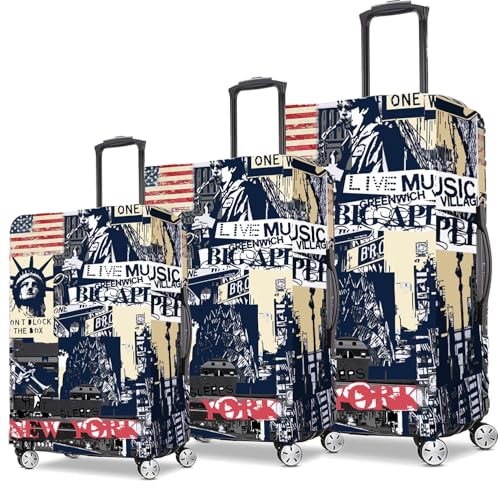 Image of Printed Travel Luggage Cover for Suitcase - Stretchable & Scratchproof Trolley Bag Protector (NRE York)