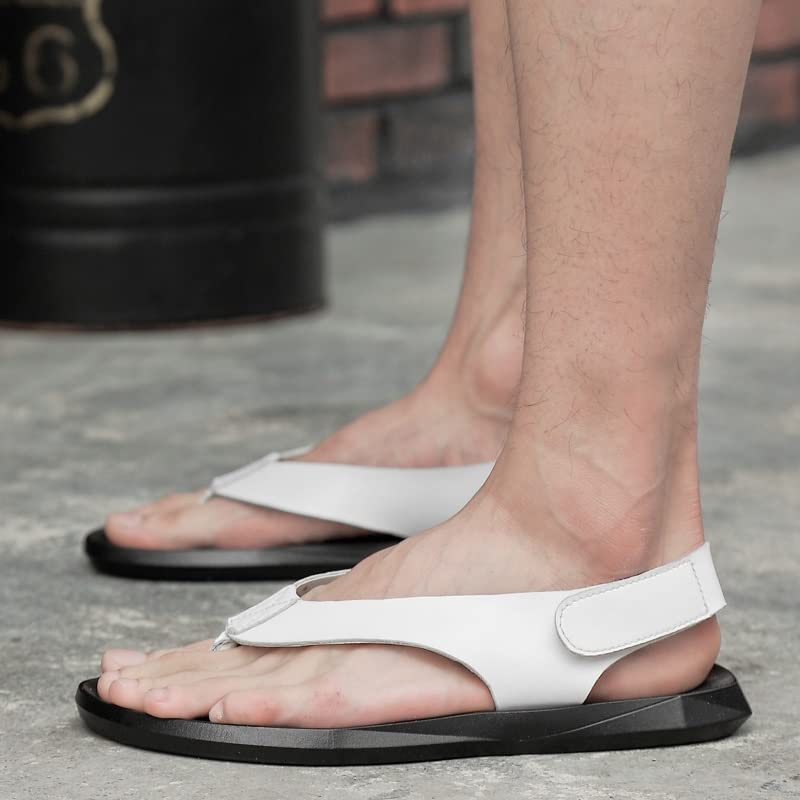 Men Sandals Leather Leisure Beach Men Casual Shoes Flip Flops Cool Men's Slippers(41 Code)4